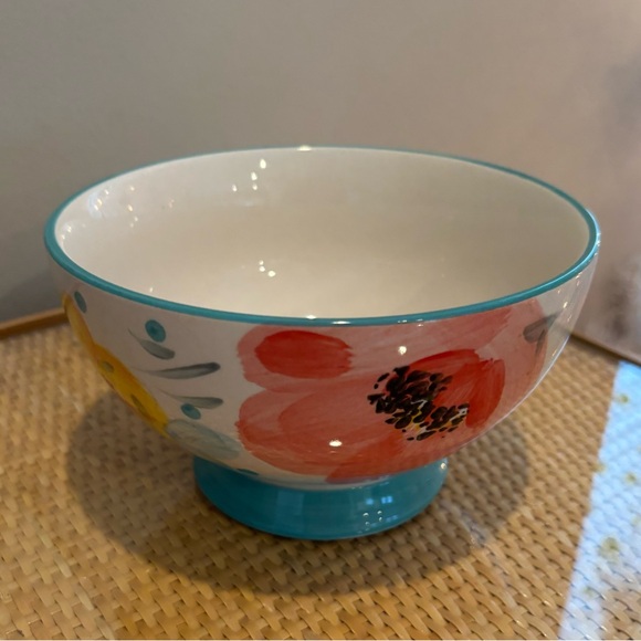 Pioneer Woman Vintage Bloom Turquoise 6” Dots Floral Bowl - Picture 1 of 6
